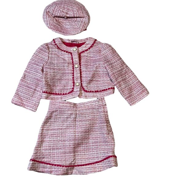 Janie and Jack Darling Sophistication 3-Piece Tweed Set Jacket Skirt & Beret Siz - Picture 2 of 6